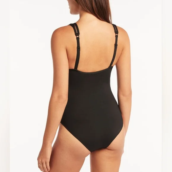 DACI V-Neck Crochet Picou Lace Insert Bathing Suit Swimsuit Curvy Plus NWT - Picture 5 of 13